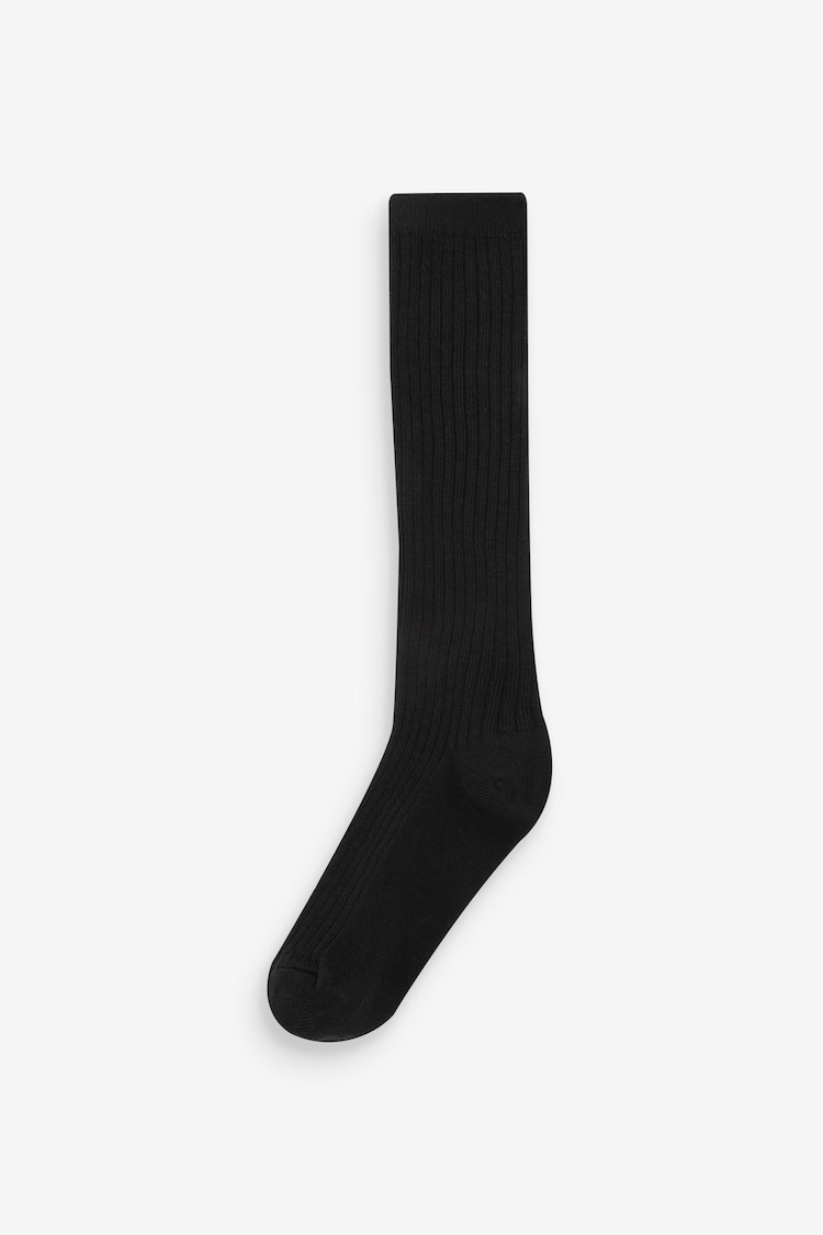 Black Ribbed 5 Pack Cotton Rich Knee High Socks - Image 2 of 2