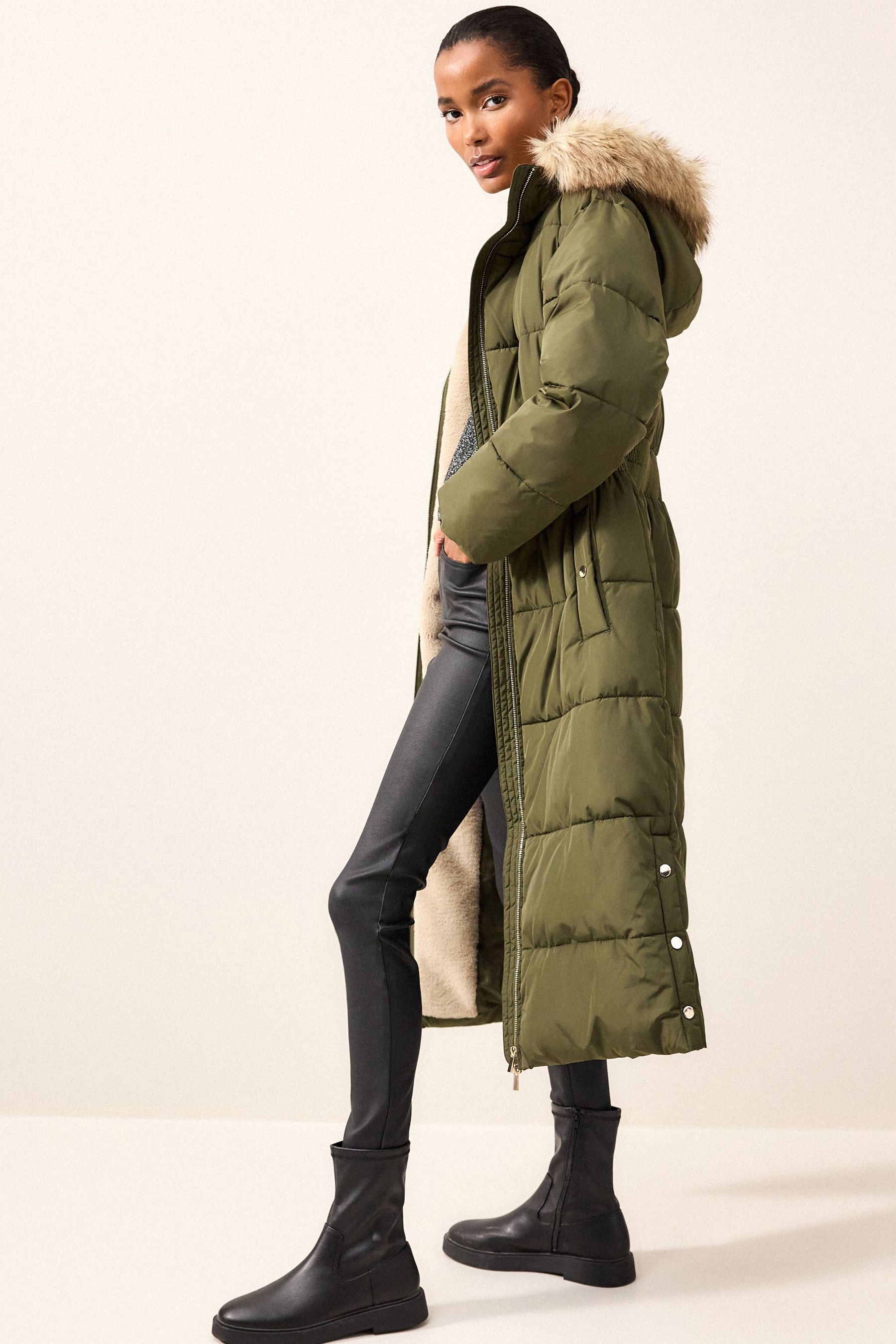 Next khaki padded coat new arrivals