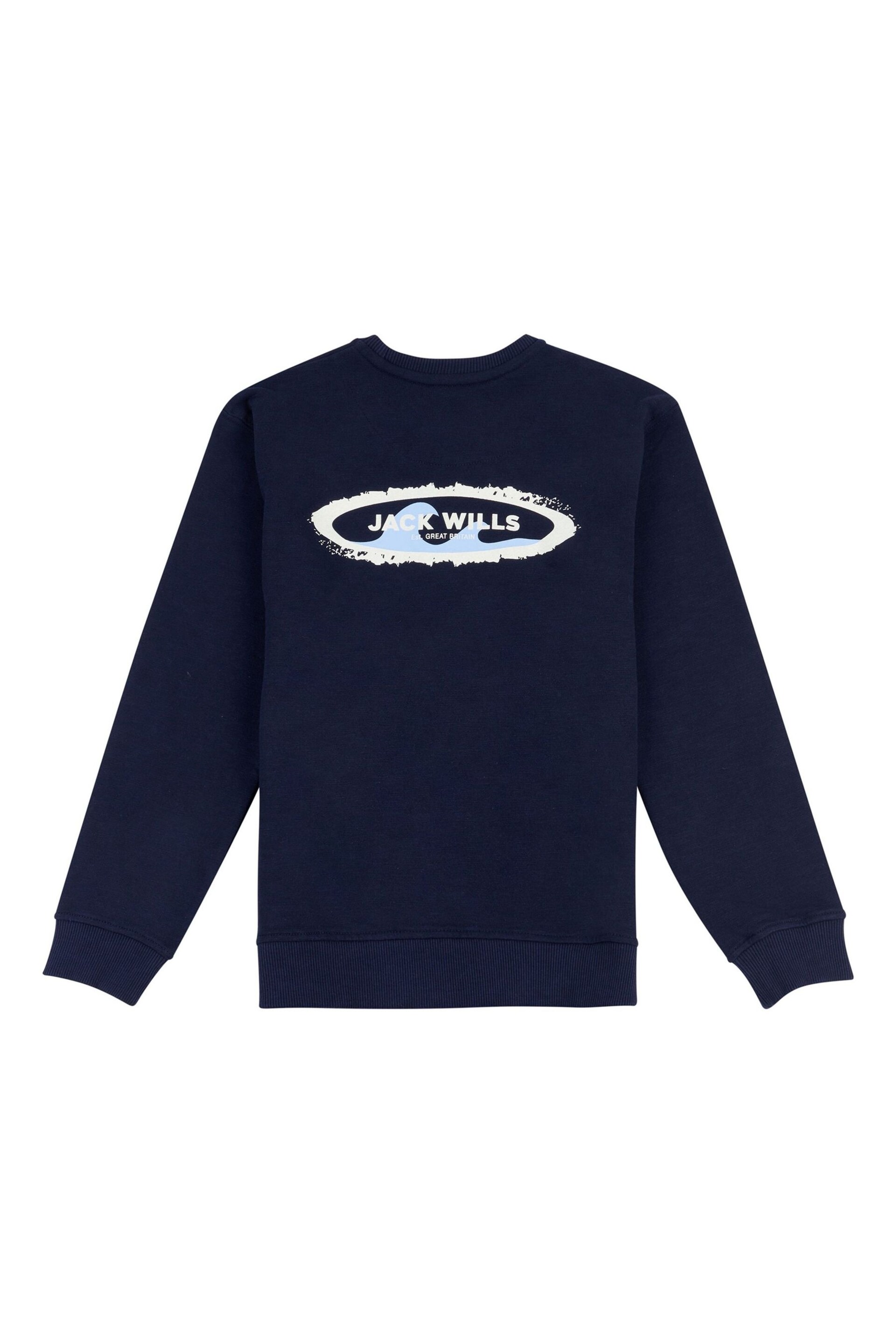 Jack Wills Oversized Blue Surf Slub LB Crew Sweatshirt - Image 2 of 3