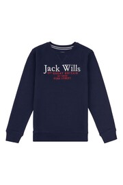Jack Wills Blue Script LB Crew Sweatshirt - Image 1 of 3