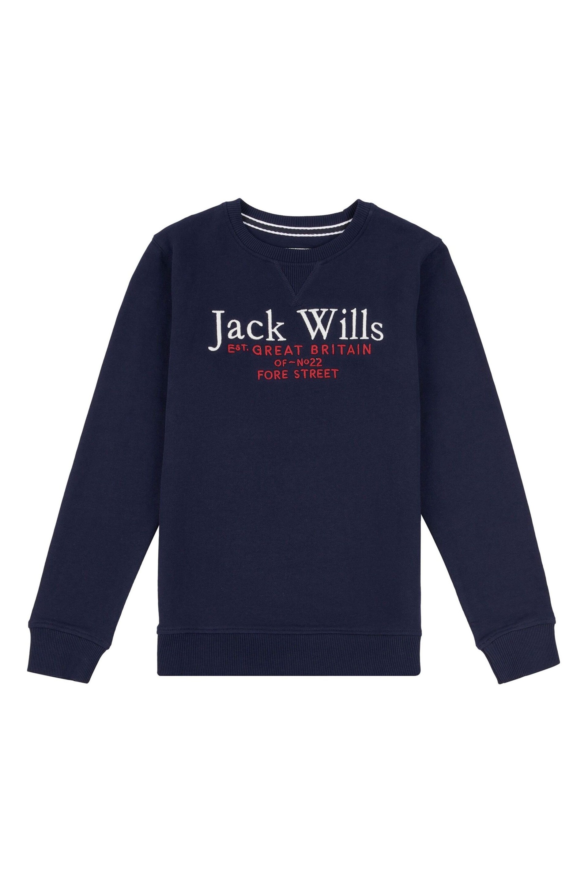 Jack Wills Blue Script LB Crew Sweatshirt - Image 1 of 3