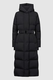 Reiss Black Larissa Long Belted Puffer Coat - Image 2 of 6