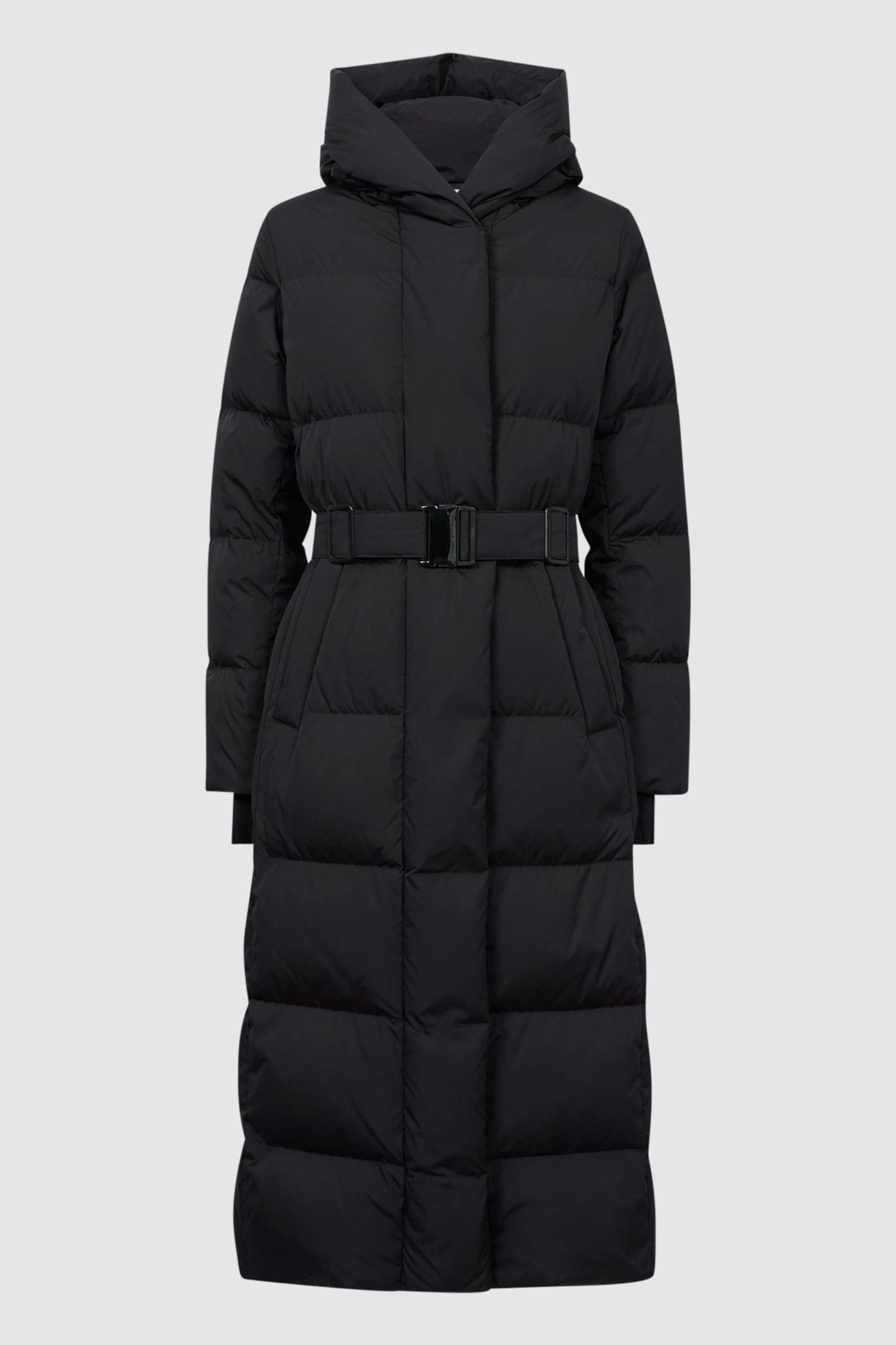 Reiss Black Larissa Long Belted Puffer Coat - Image 2 of 6