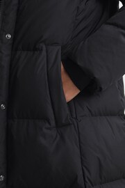 Reiss Black Larissa Long Belted Puffer Coat - Image 5 of 6