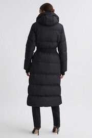 Reiss Black Larissa Long Belted Puffer Coat - Image 6 of 6