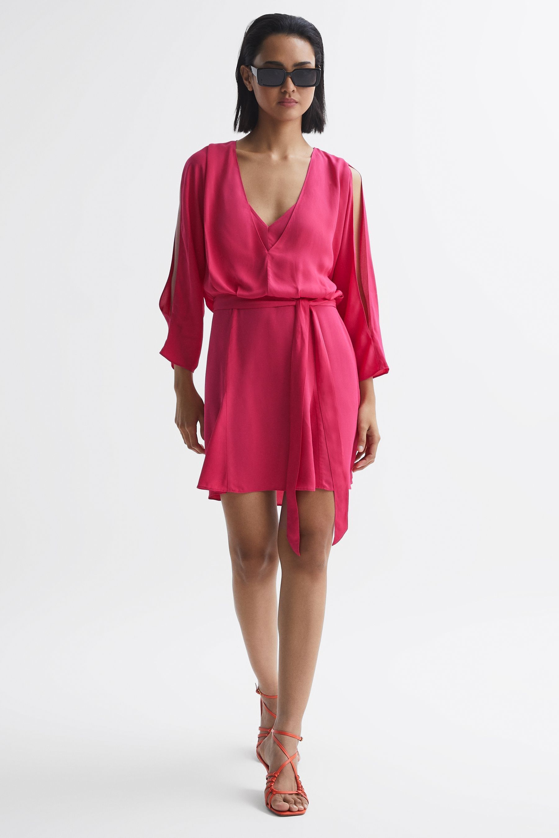 Bright pink wrap dress outlet