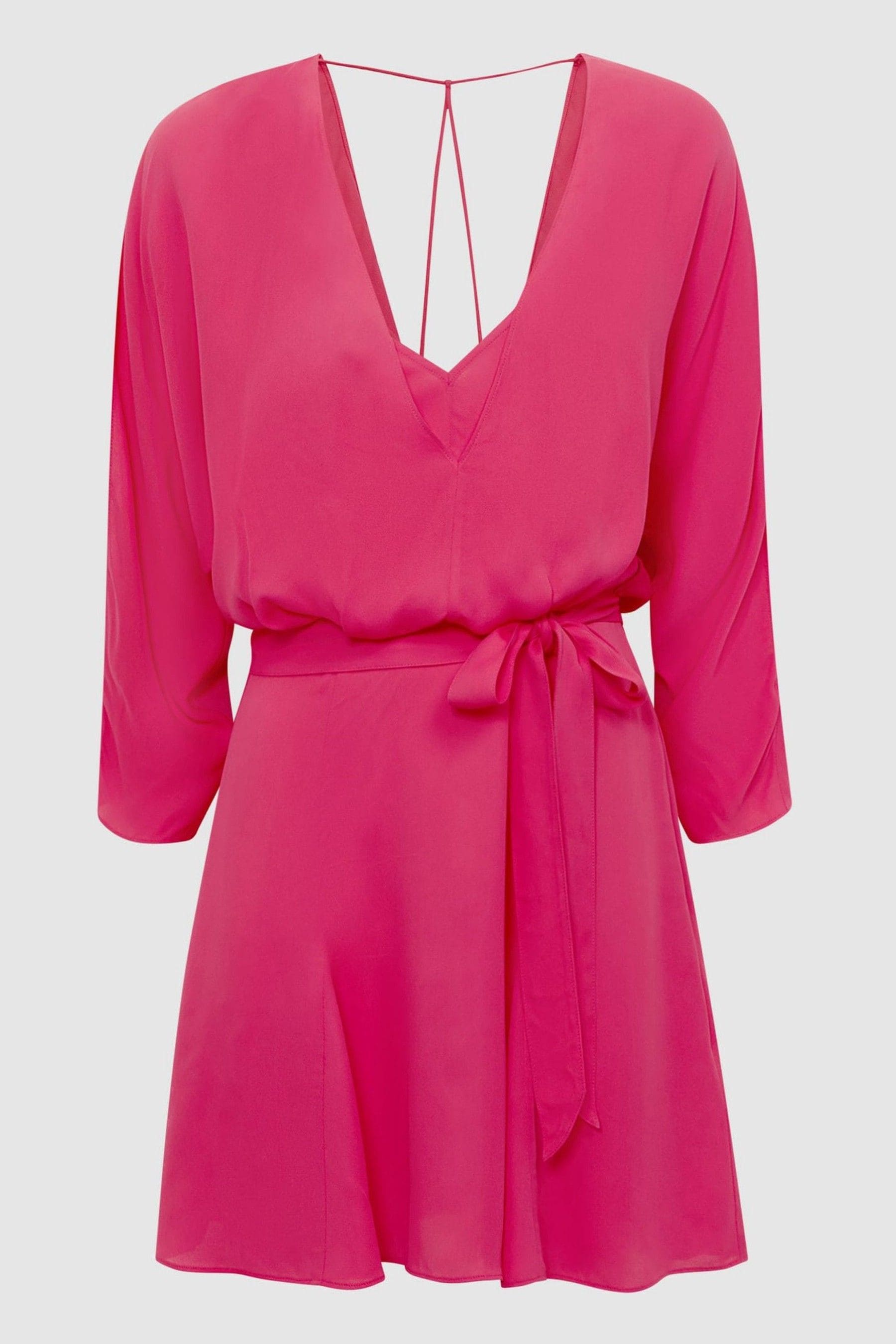 Buy Reiss Bright Pink Anna Open Back Split Sleeve Mini Dress from Next Singapore