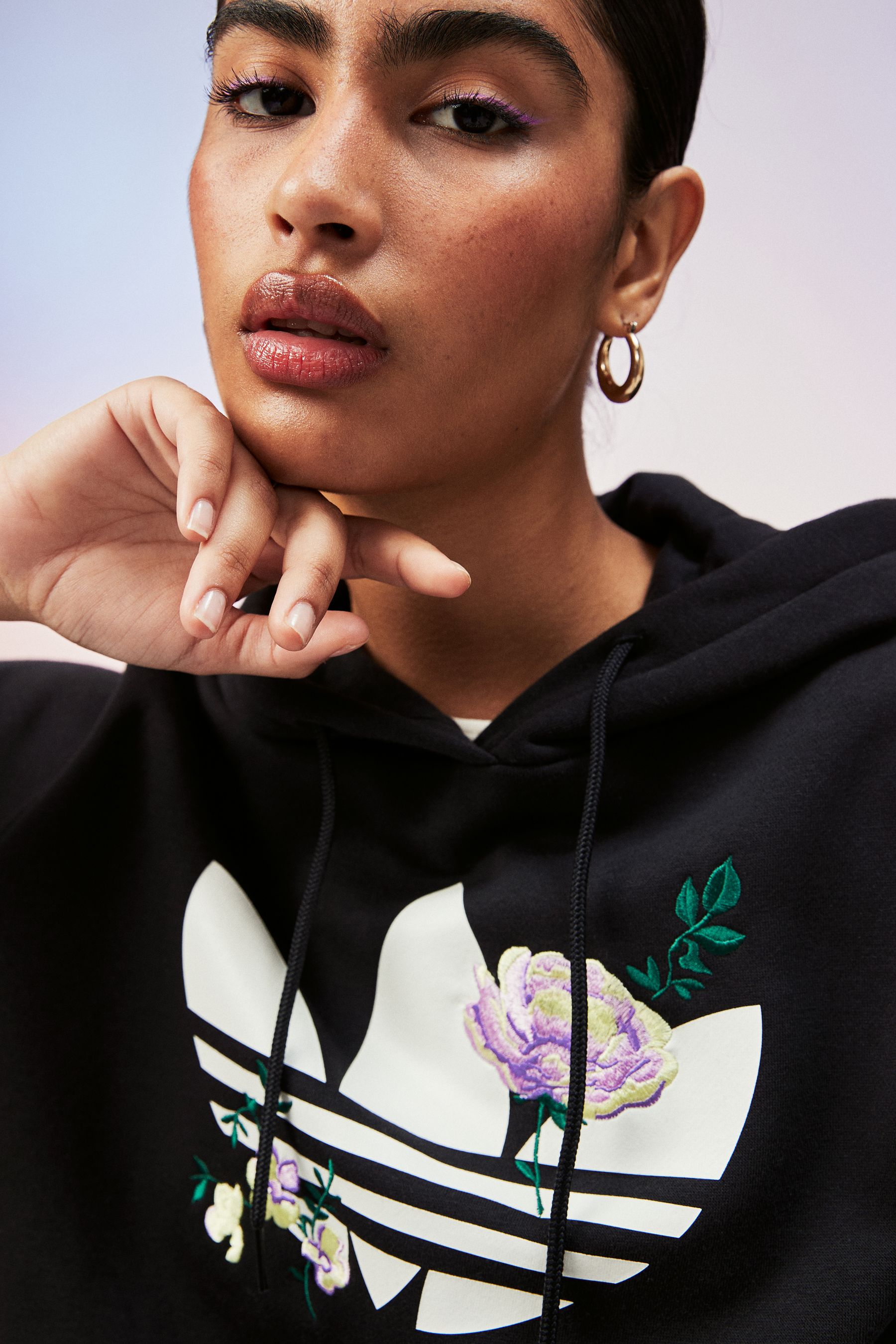 Buy adidas originals Flower Embroidery Black Hoodie from Next Luxembourg