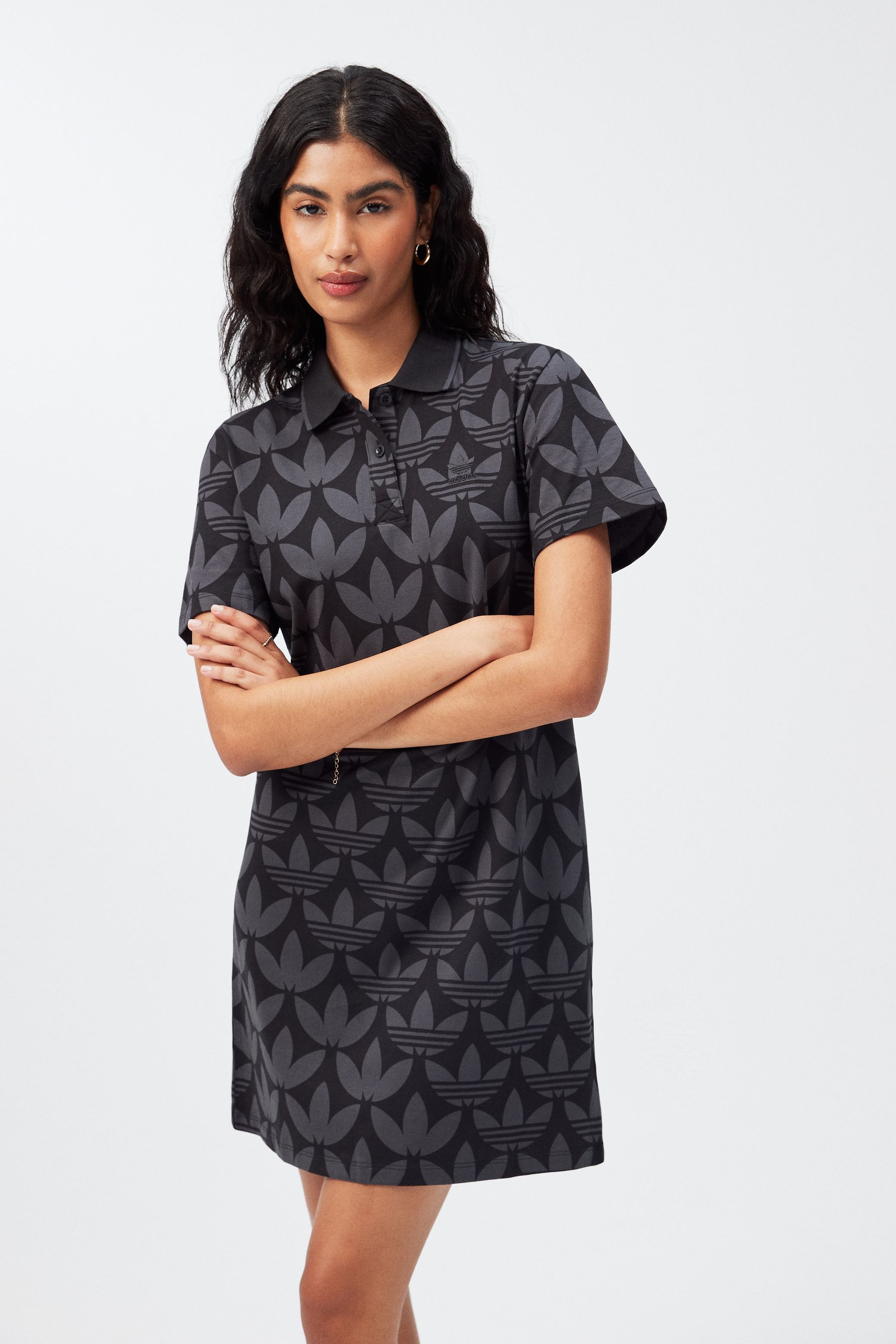 Adidas originals trefoil logo dress in black sales