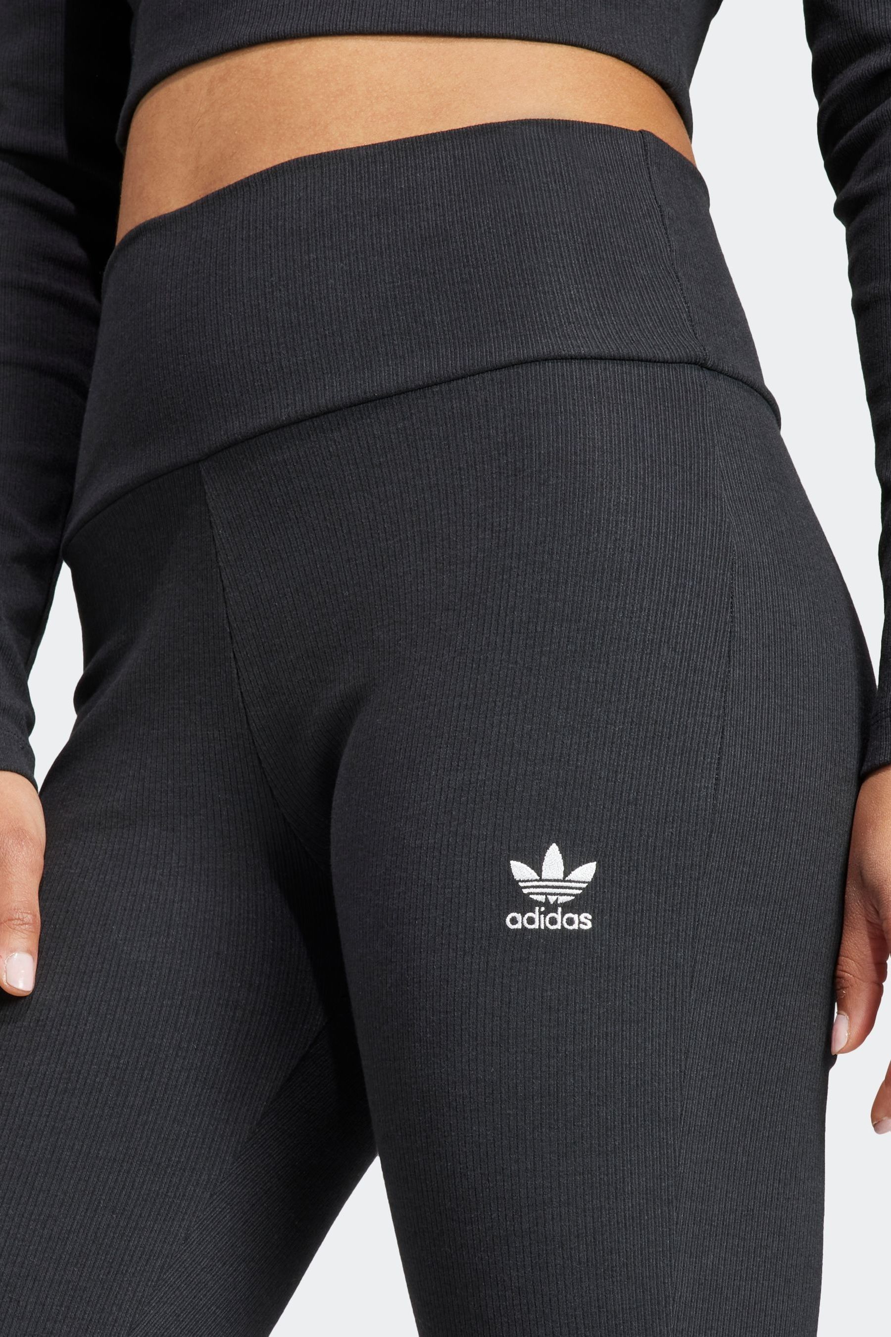 Buy adidas Originals Black Essentials Rib Flared Leggings from Next Luxembourg