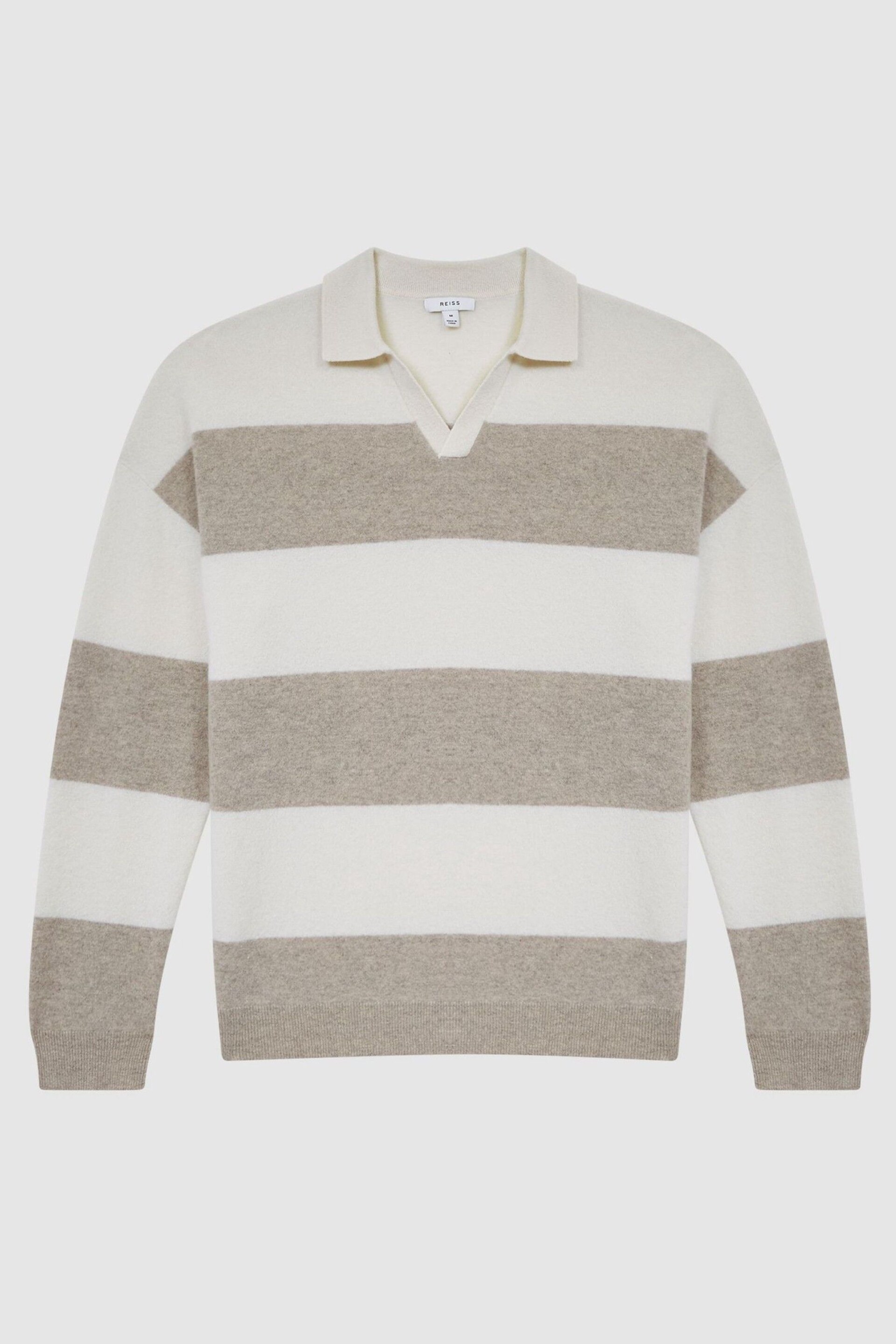 Reiss Heather / Ecru Port Striped Wool Rugby Shirt - Image 2 of 6