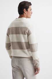 Reiss Heather / Ecru Port Striped Wool Rugby Shirt - Image 5 of 6