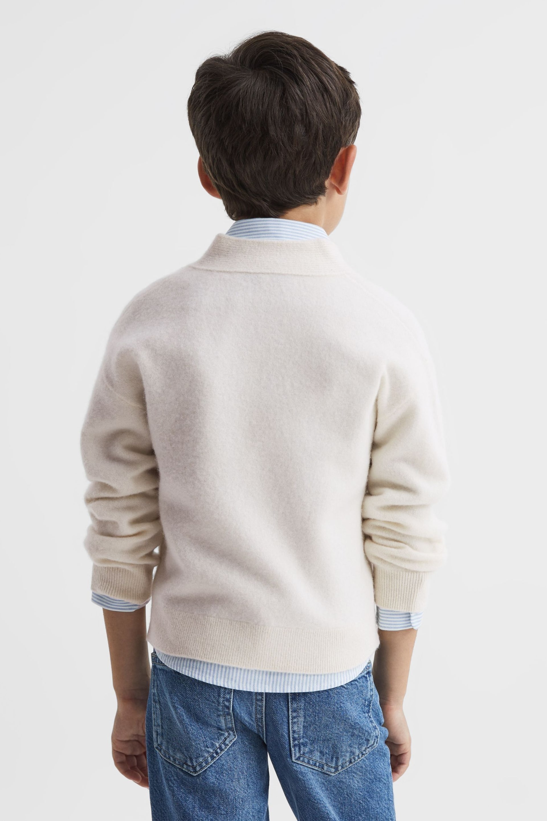 Reiss Ecru Chile Junior Wool Blend Cardigan - Image 5 of 7