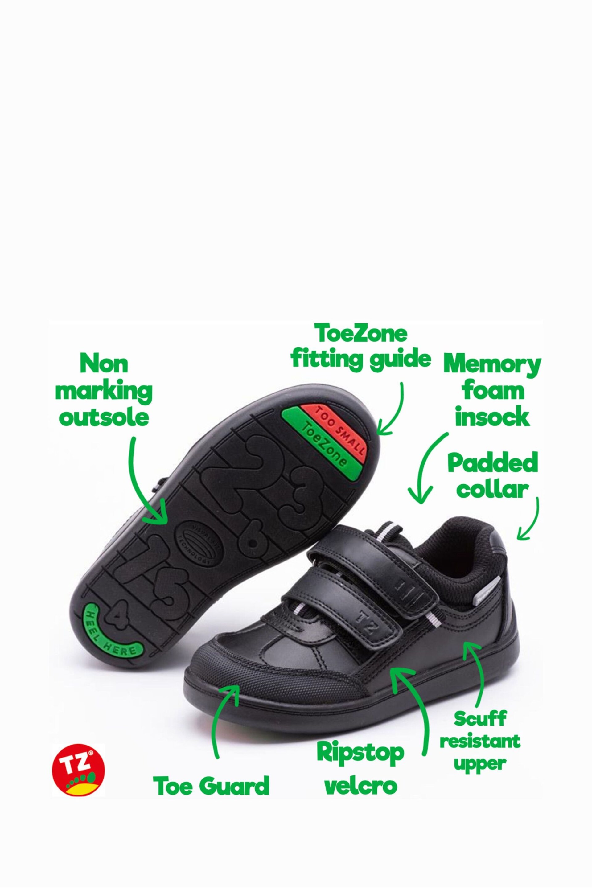 Toezone LEO Double Rip Tape Fastening Super Cool Black Shoes - Image 4 of 7