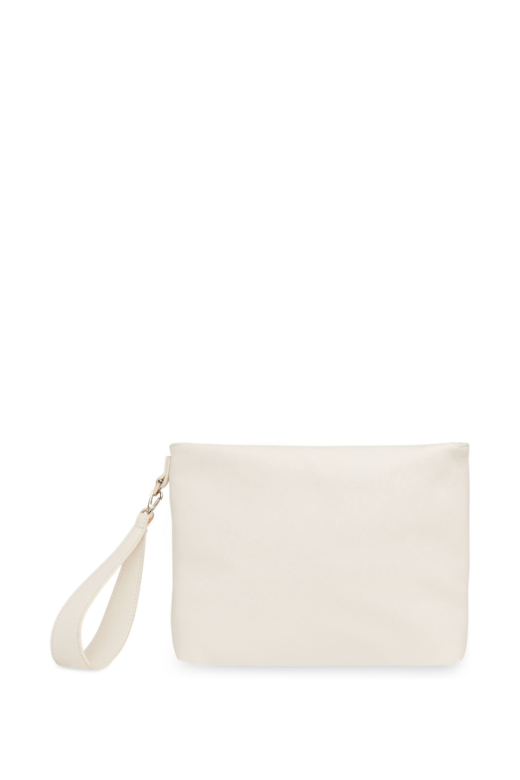 Whistles White Zip Top Avah Clutch ONE Womens