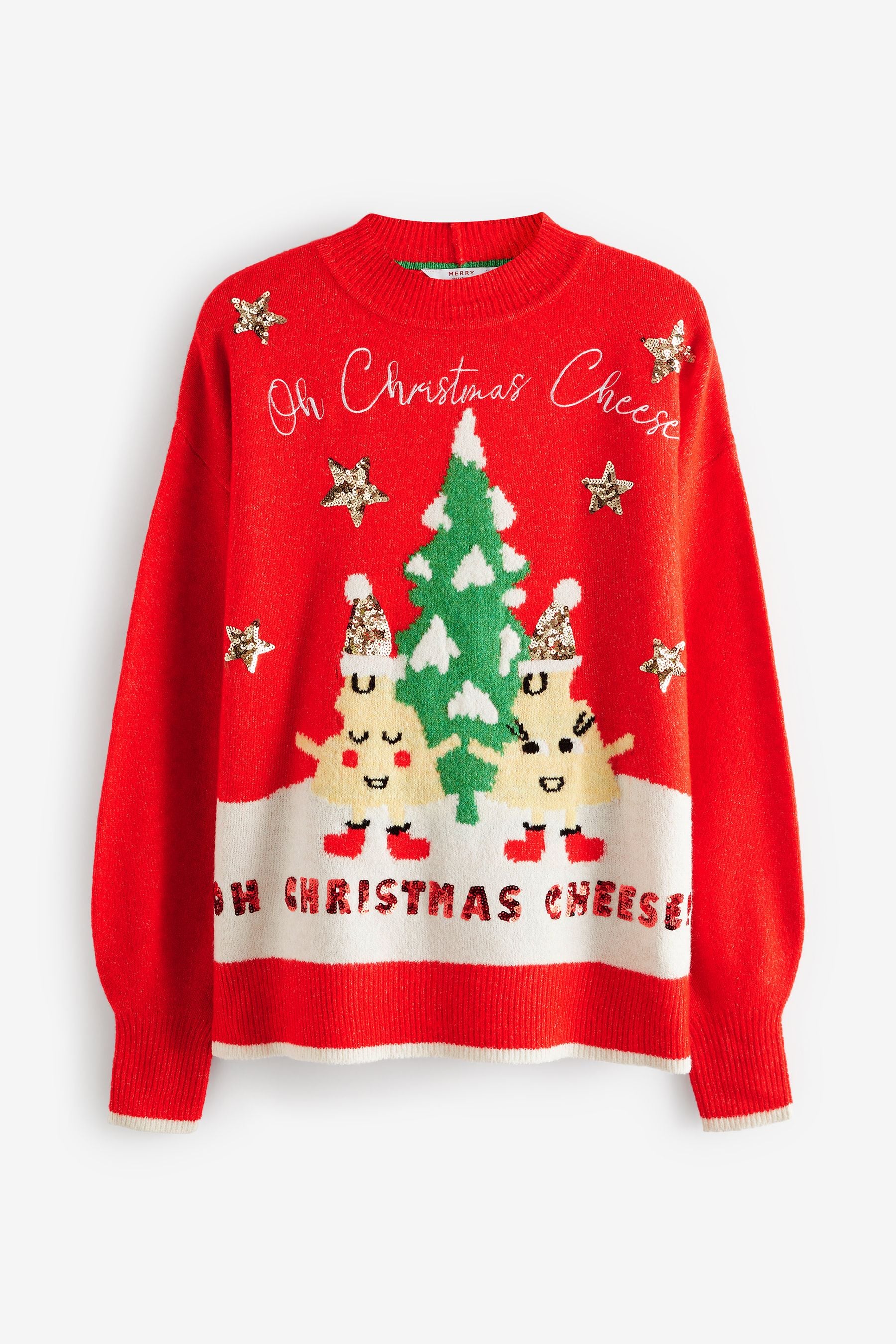 Buy Red Oh Christmas Cheese Next Christmas Jumper from Next Luxembourg