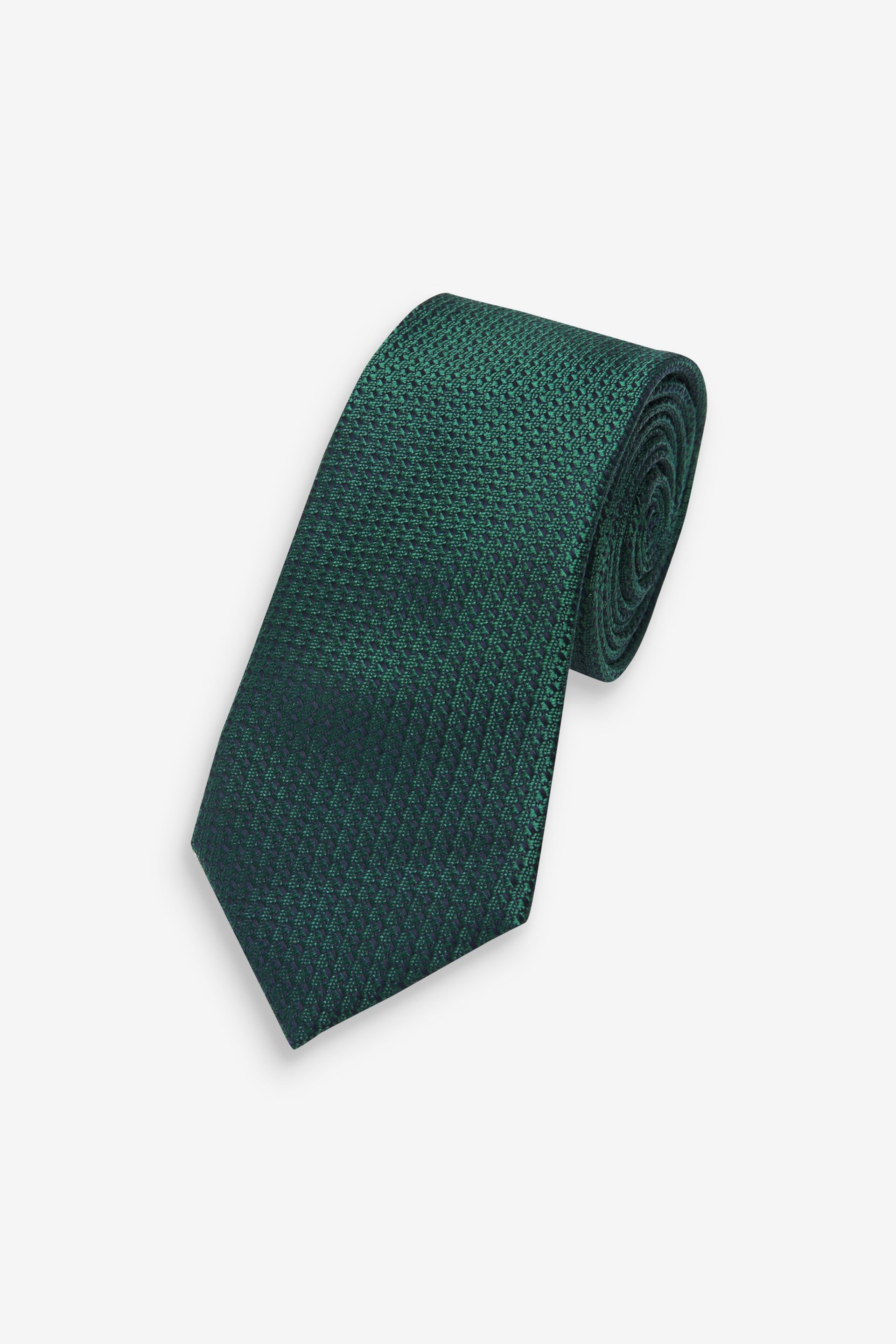 Forest Green Textured Silk Tie - Image 1 of 3