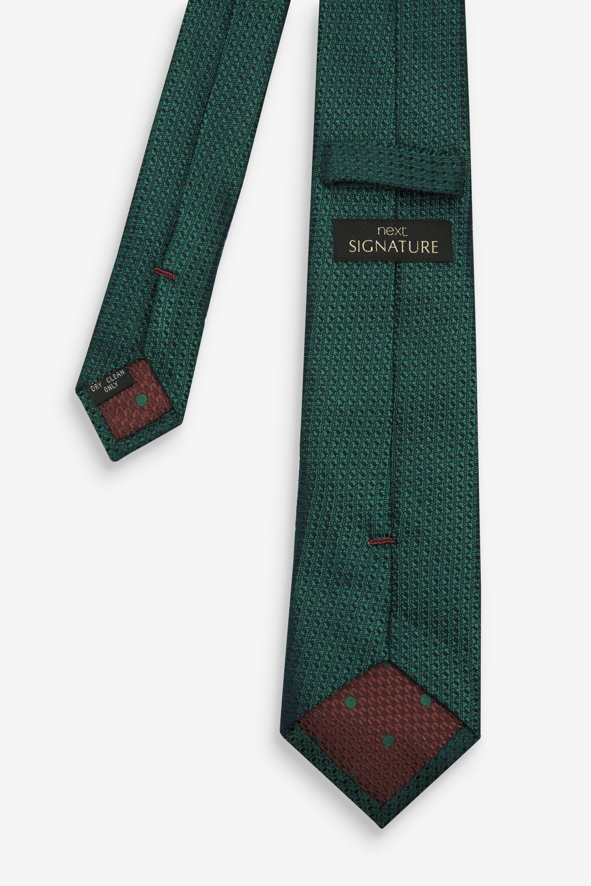 Forest Green Textured Silk Tie - Image 2 of 3