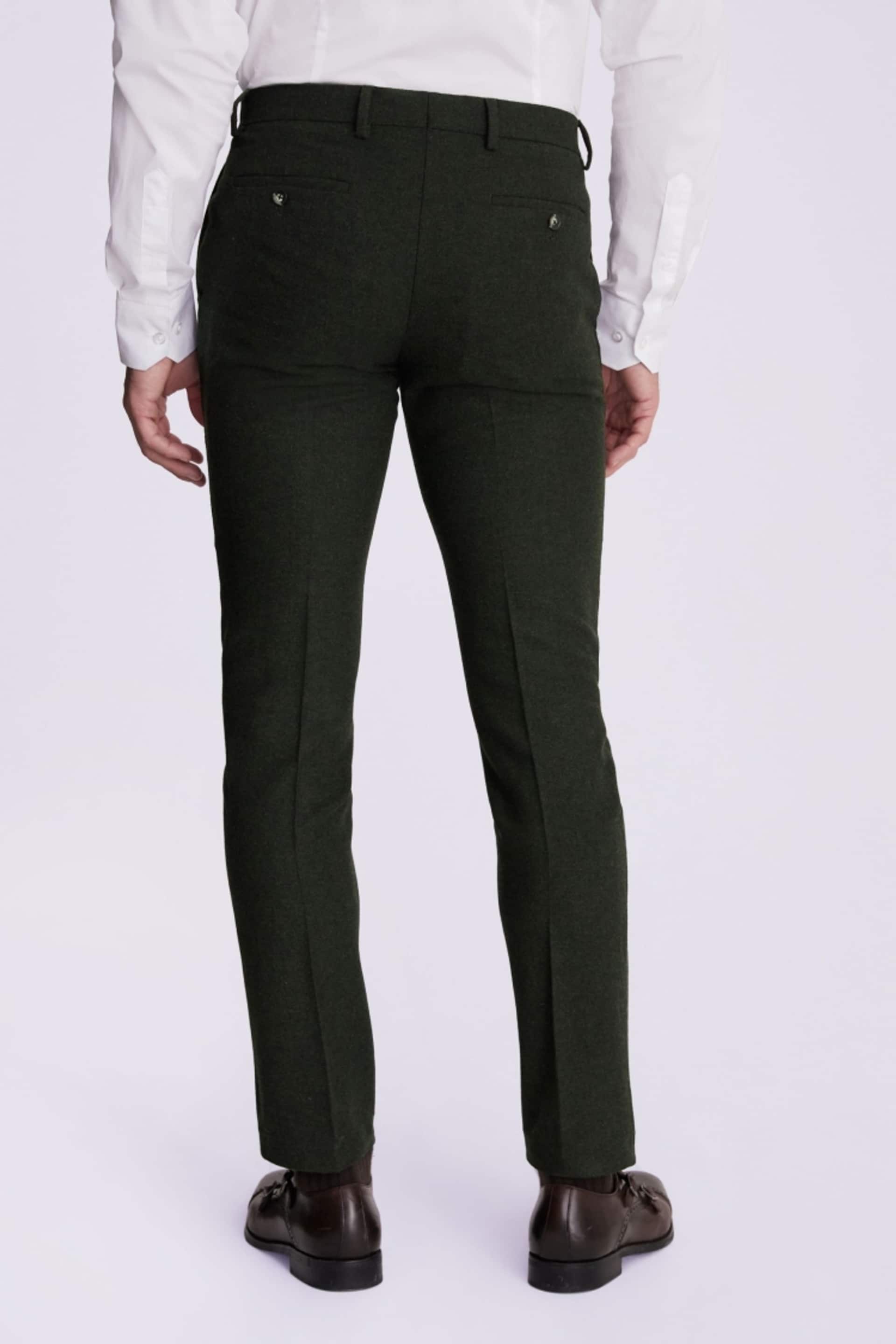 MOSS Khaki Green Slim Fit Donegal Suit Trousers - Image 2 of 3