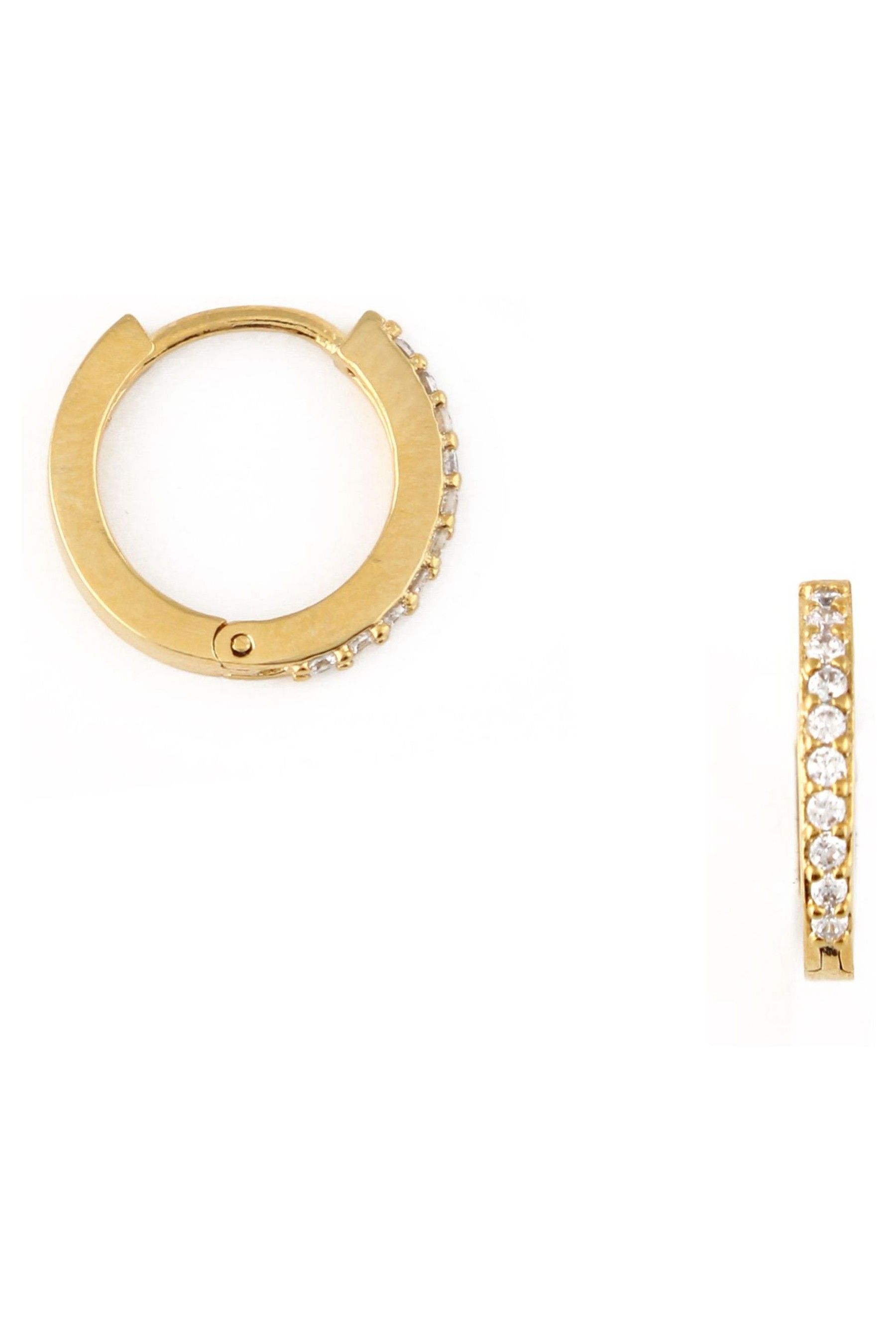 Buy Orelia London Gold Plated Mini 12mm Pave Hoop Earrings from Next Luxembourg