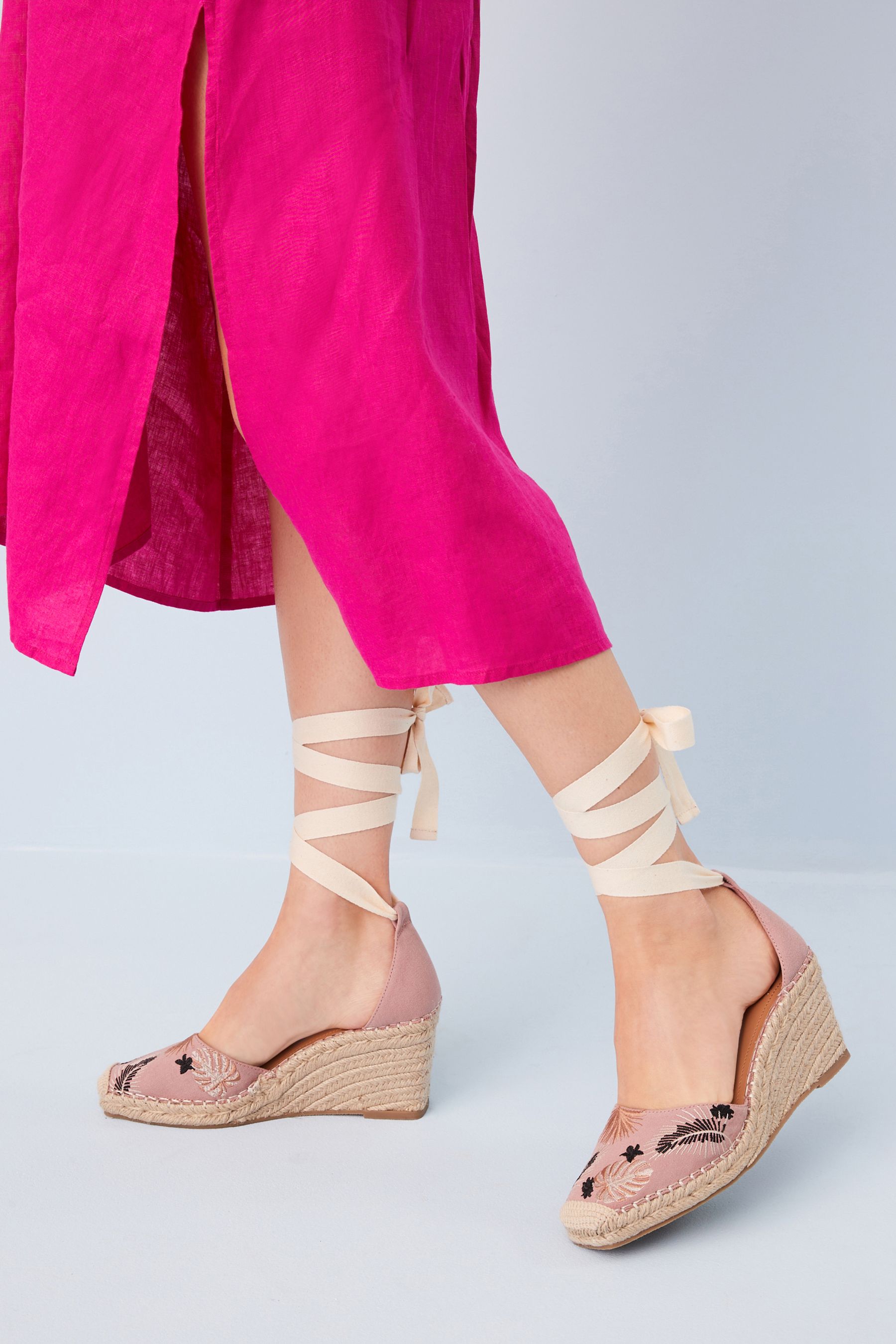 Buy Light Pink Forever Comfort Wrap Square Toe Wedges from Next Luxembourg