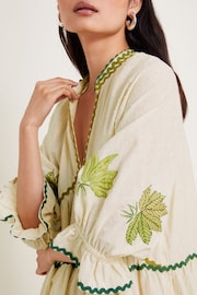 Monsoon Natural Lila Leaf Embroidered Dress - Image 5 of 7