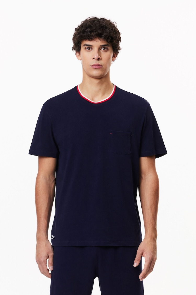 Lacoste Blue Lounge Ringer T-Shirt - Image 1 of 7