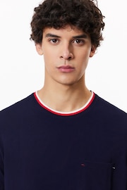 Lacoste Blue Lounge Ringer T-Shirt - Image 3 of 7