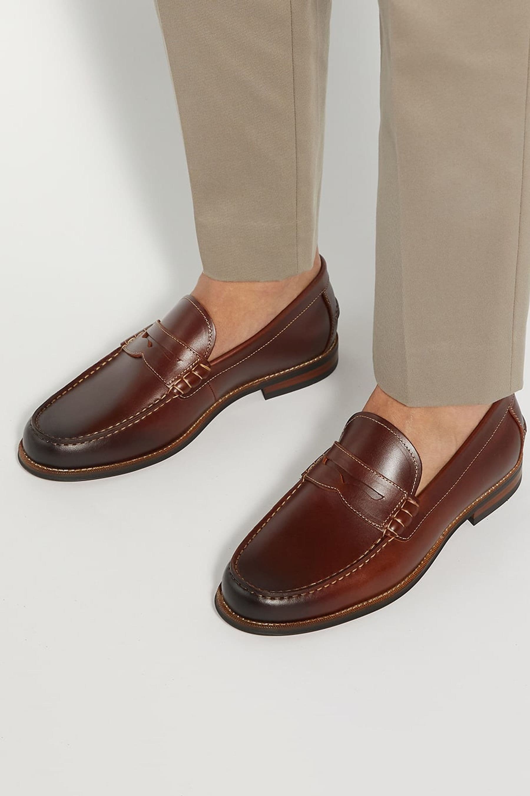 Buy Dune London Burgundy Samson Penny Loafers from Next Luxembourg