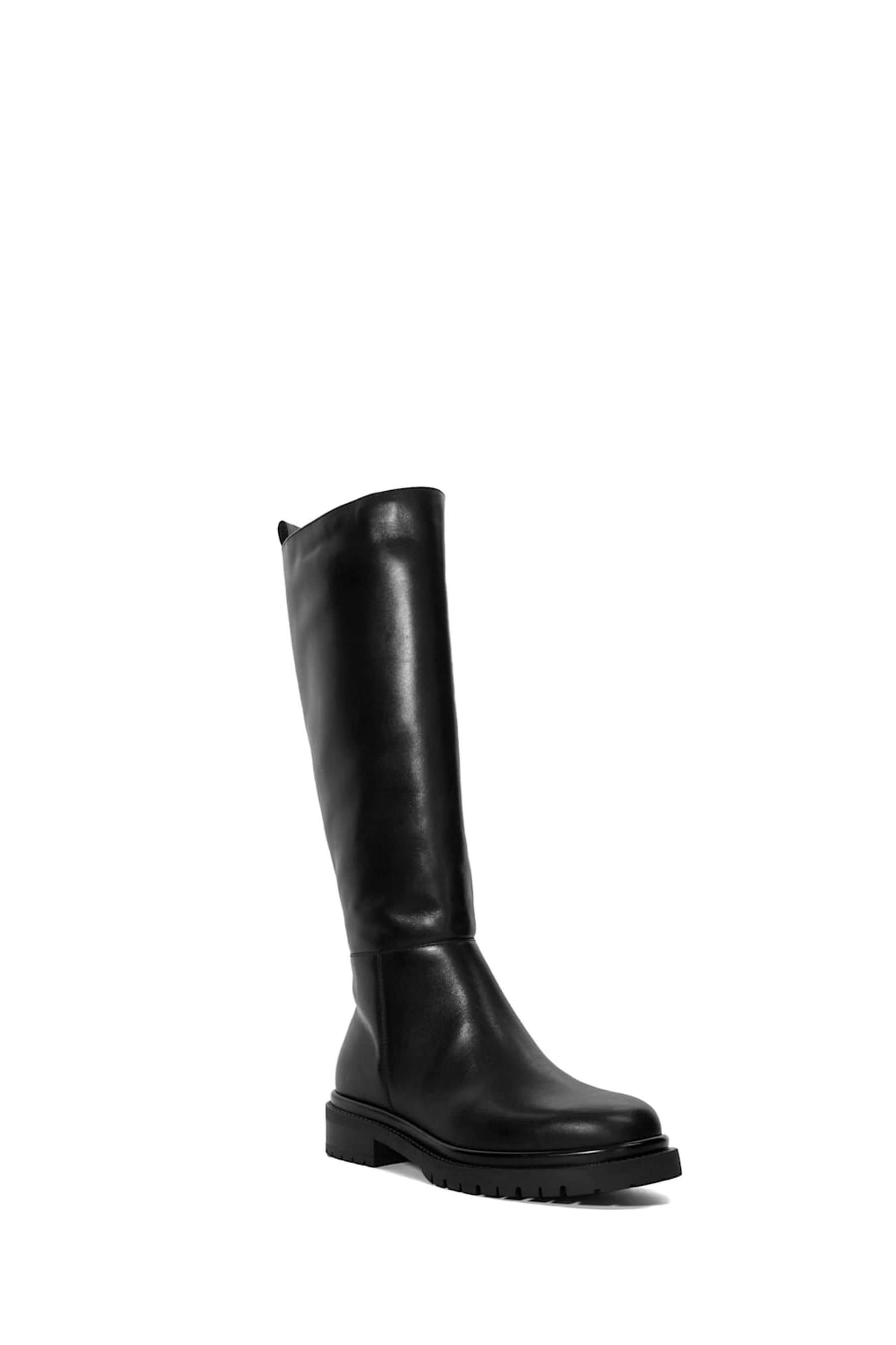 Dune London Black Tilings Knee High Boots 7 Womens