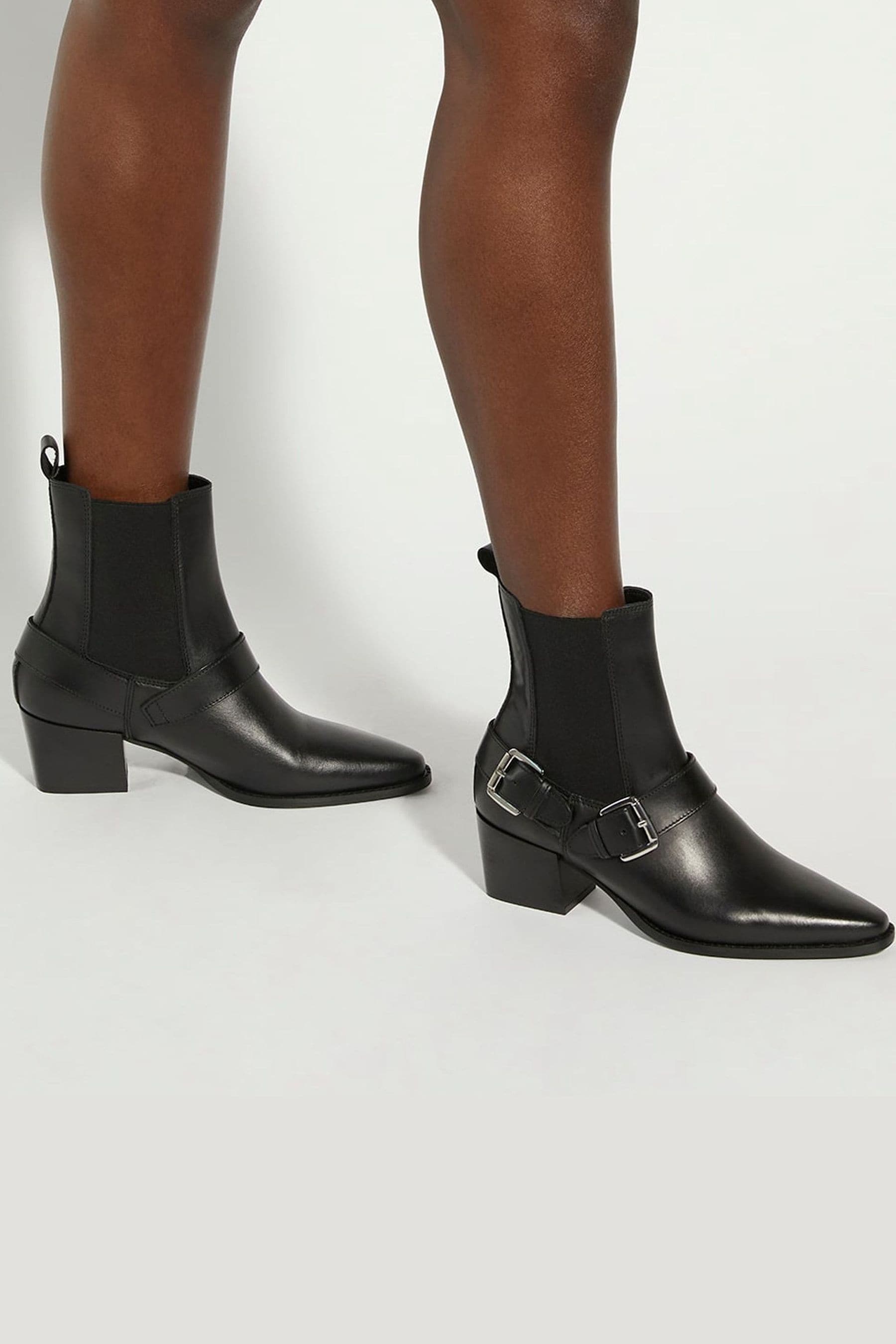 Buy Dune London Black Panino Double Buckle Western Boots from Next Luxembourg