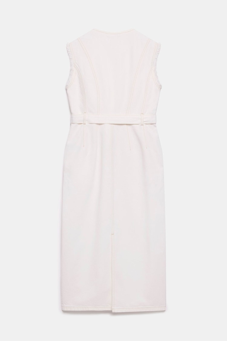 Mint Velvet Cream Denim Midi Dress - Image 4 of 4