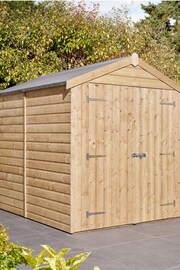 Rowlinson Natural Shiplap Apex Double Door 8 × 6ft Garden Shed - Image 1 of 5