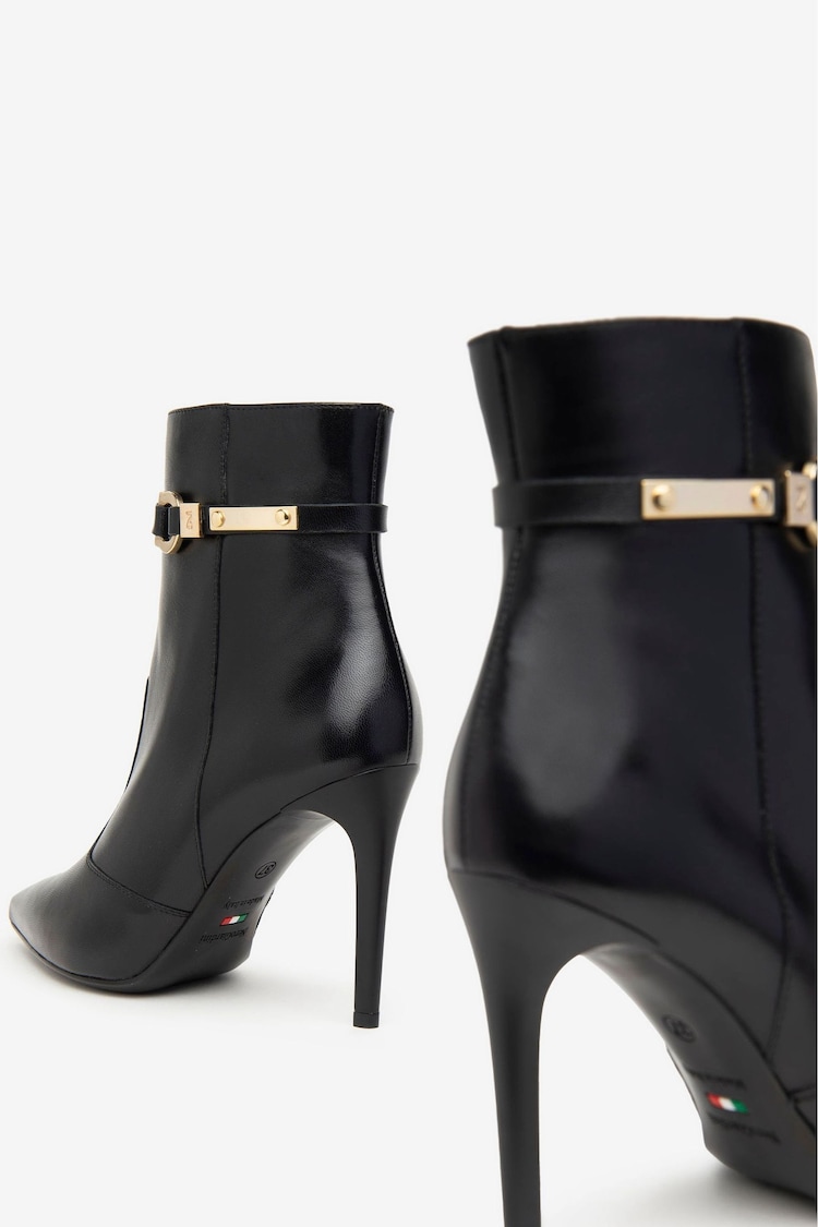 NeroGiardini Black Leather Pointed Heeled Ankle Boots - Image 6 of 6