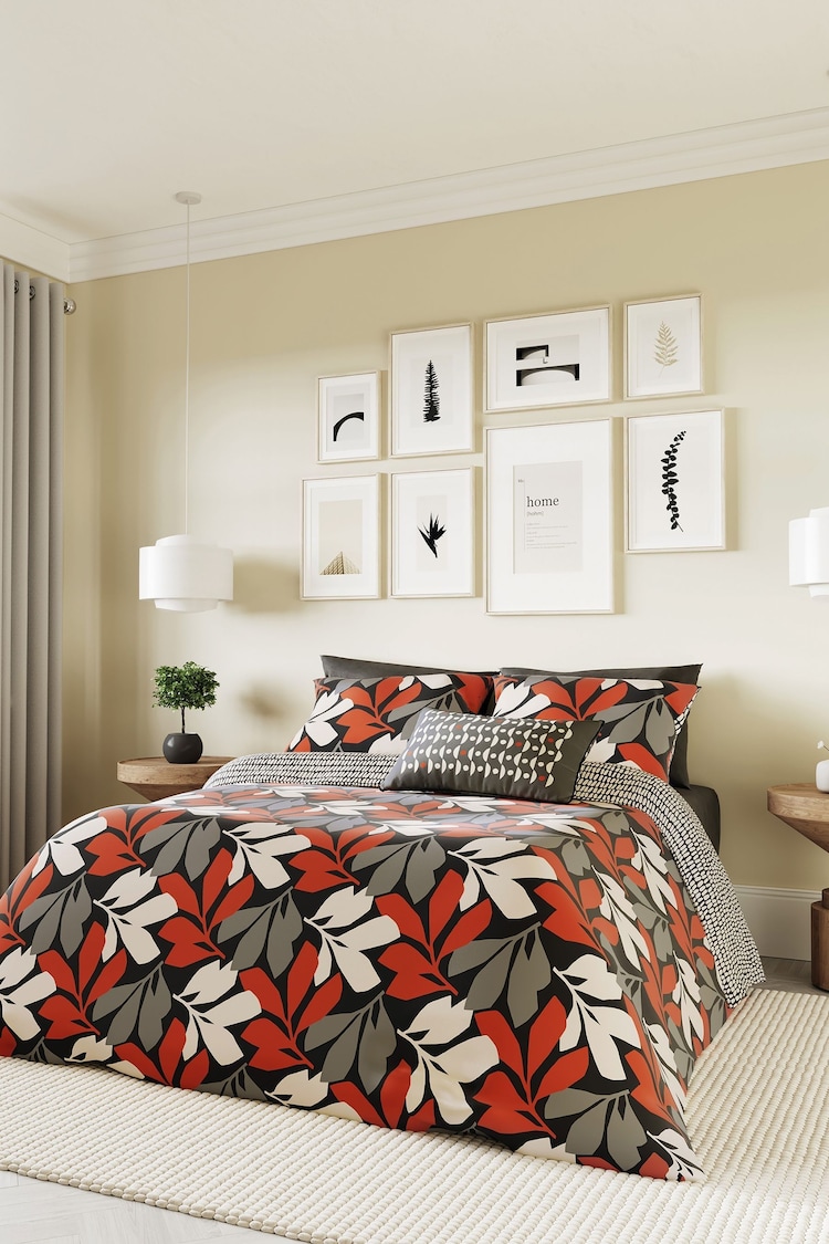 Helena Springfield Scarlet/Neutral Otto Duvet Cover and Pillowcase Set - Image 1 of 5