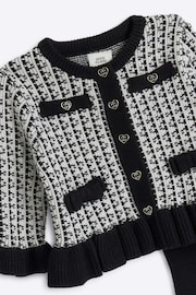 River Island Black Mono Baby Girls Cardigan and Leggings Set - Image 4 of 5