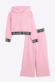 River Island Pink Girls 100% Cotton Hoodie Set - Image 1 of 5