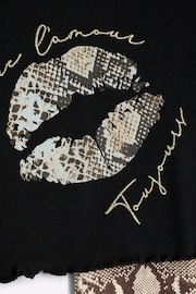 River Island Cream Girls Snake Print T-Shirt and Kickflare Set - Image 4 of 4