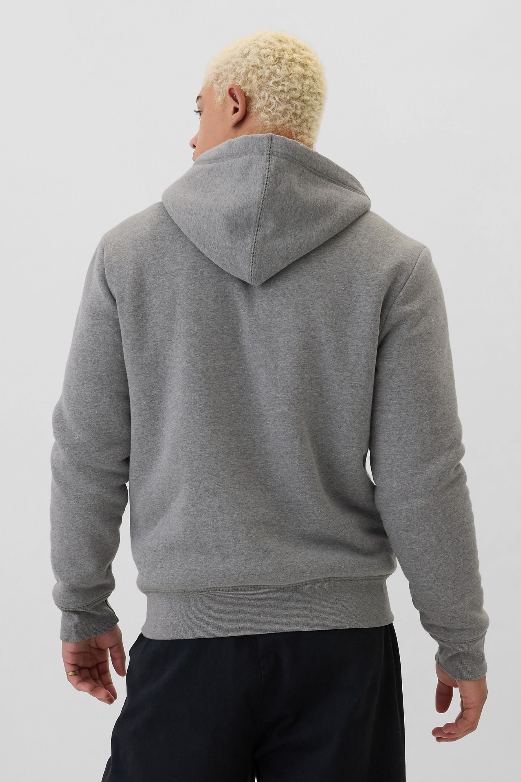 Buy Gap Light Grey Logo Sherpa Lined Zip Through Hoodie from Next Luxembourg
