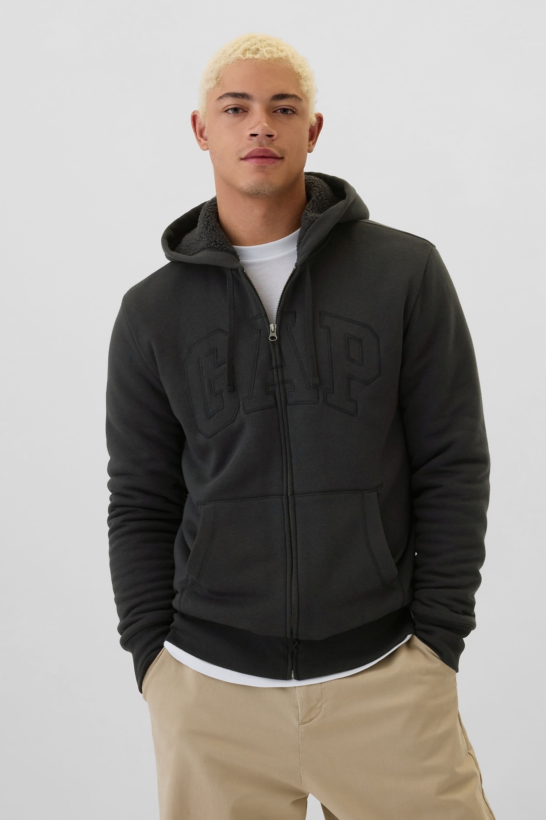 Sherpa lined zip hoodie mens shop