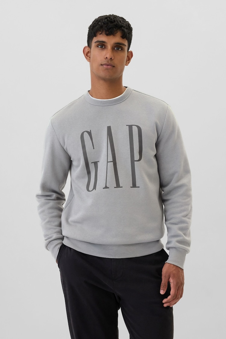 Gap Grey Logo Crew Neck Sweatshirt - Image 1 of 4