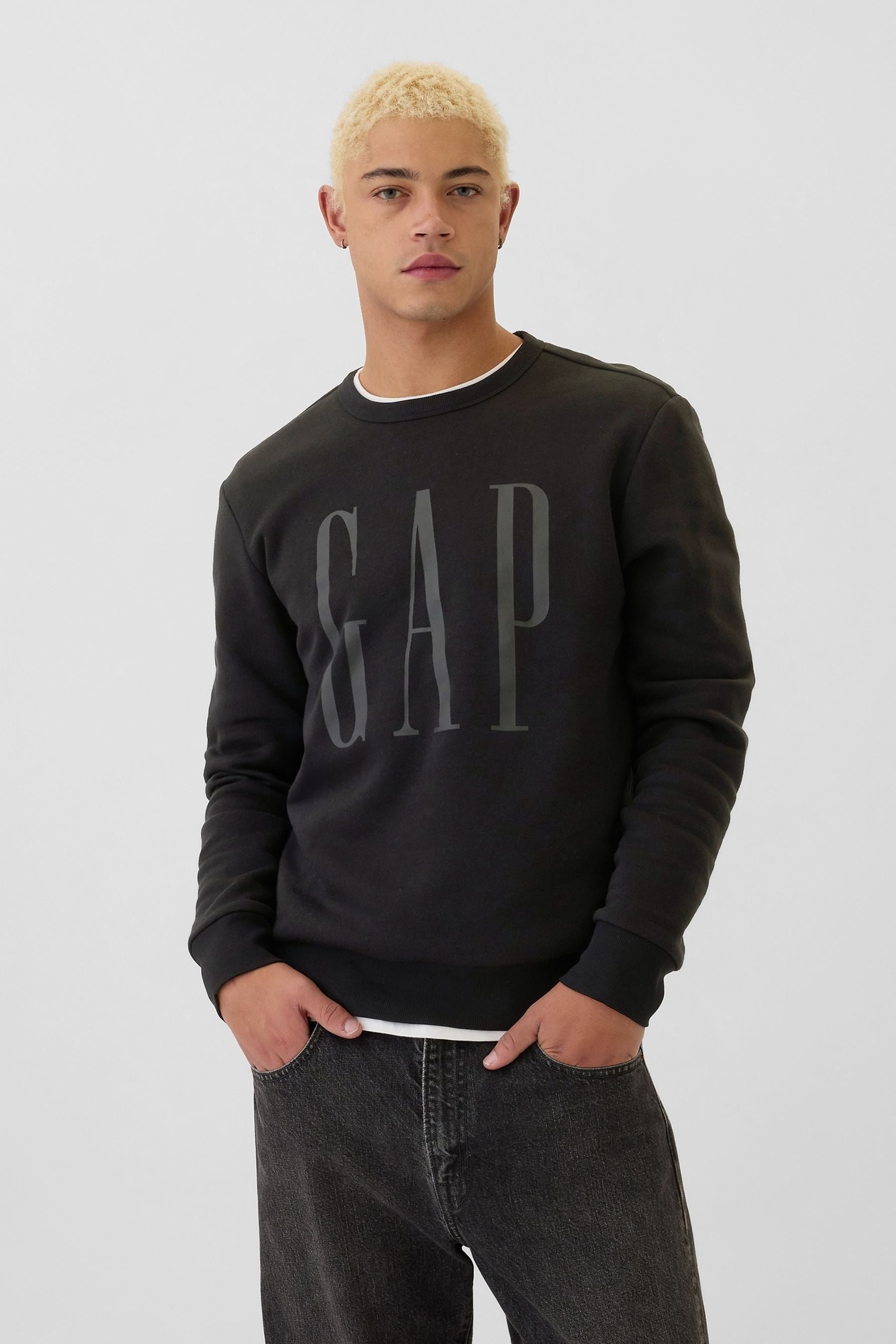 Buy Gap Black Logo Crew Neck Sweatshirt from Next Luxembourg