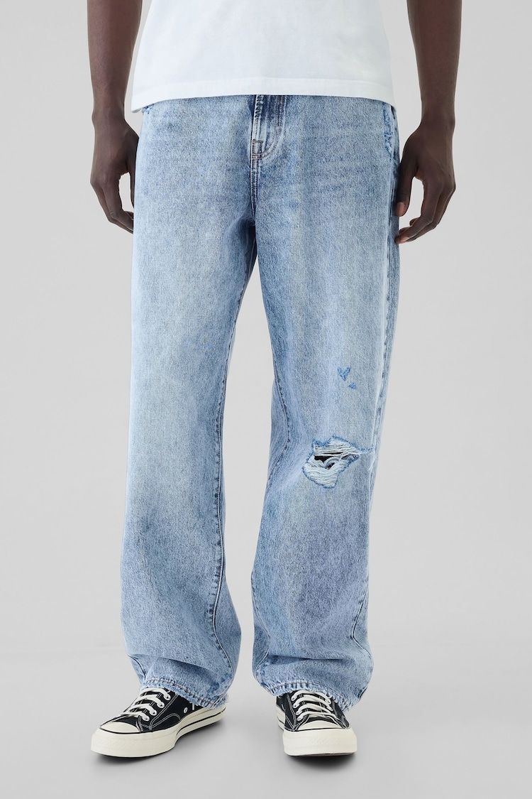 Gap Blue Washed Relaxed Fit Baggy Jeans - Image 2 of 5