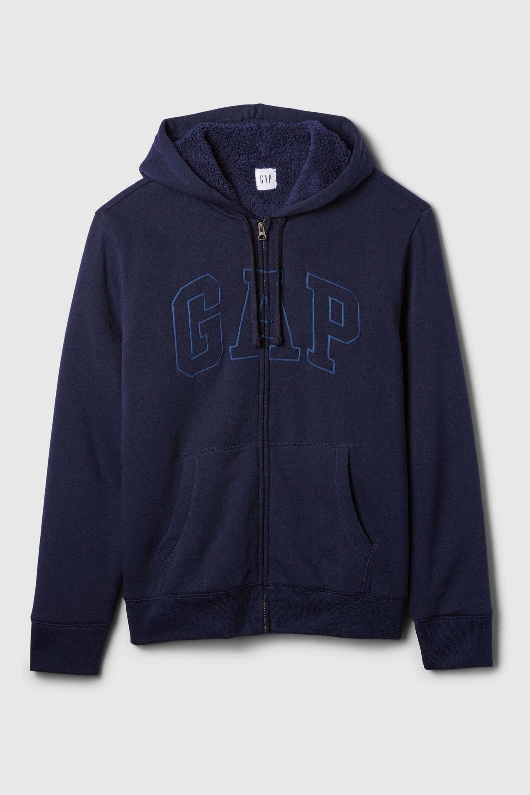 Buy Gap Blue Logo Sherpa Lined Zip Through Hoodie from Next Luxembourg