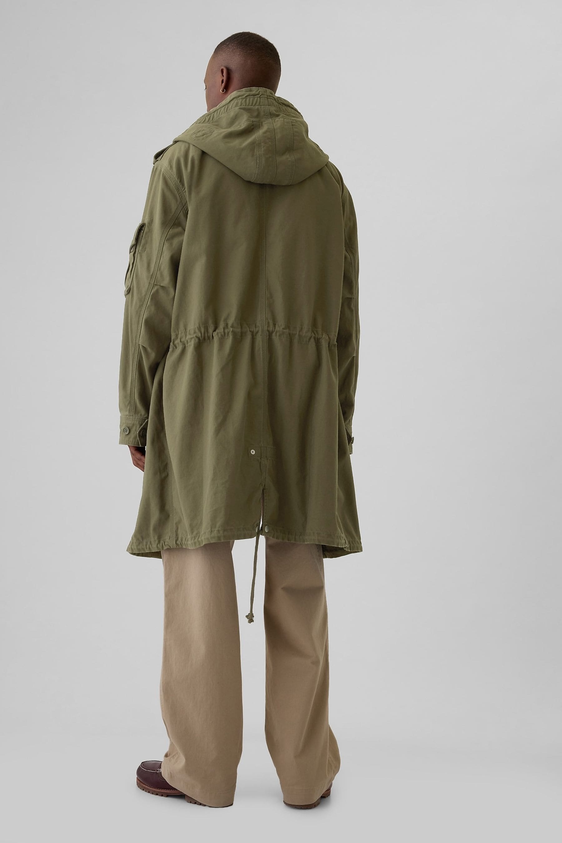 Buy Gap Green Cotton Utility Hooded Parka Jacket from Next Luxembourg