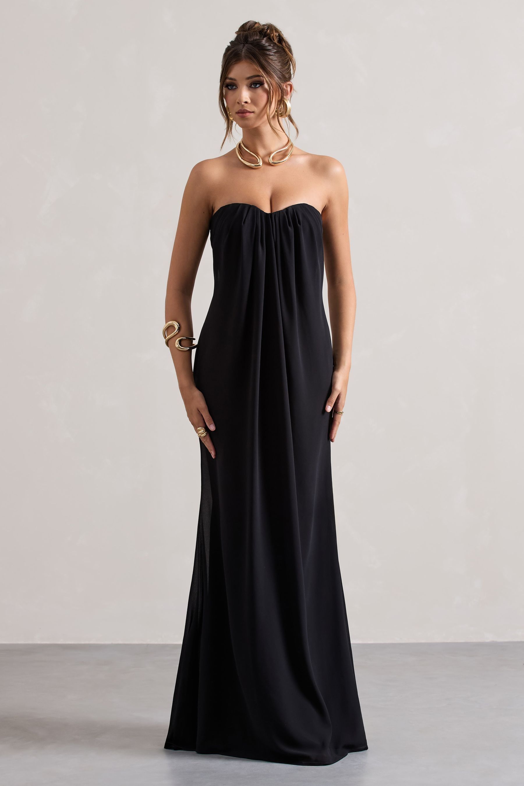 Simple black maxi dress store