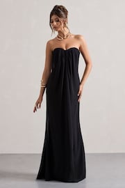 Club L London Black Kaz Chiffon Sweetheart Maxi Dress - Image 4 of 5