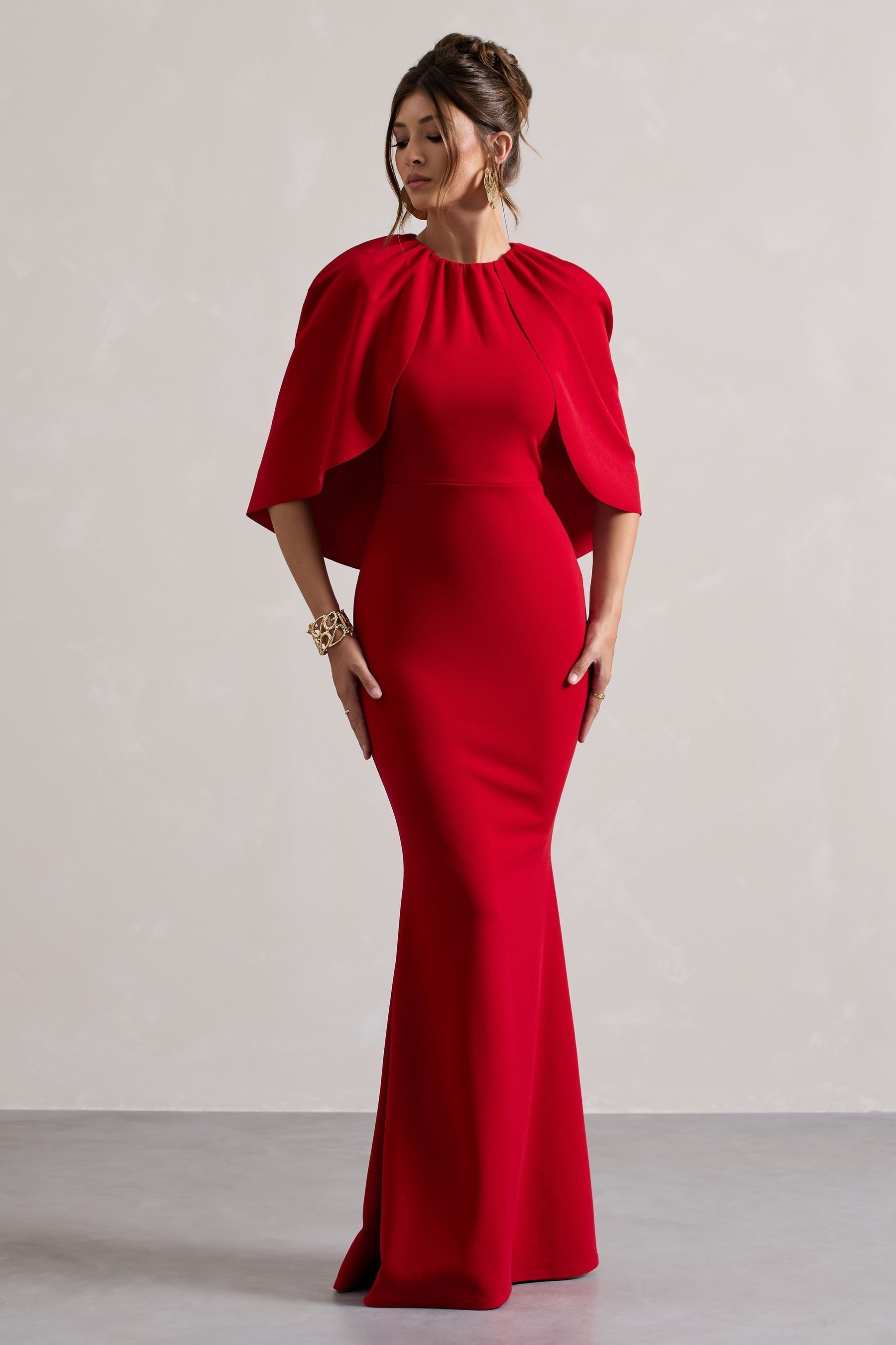 Buy Club L London Red Kianne Draped Short Sleeve Maxi Dress from the Next UK online shop