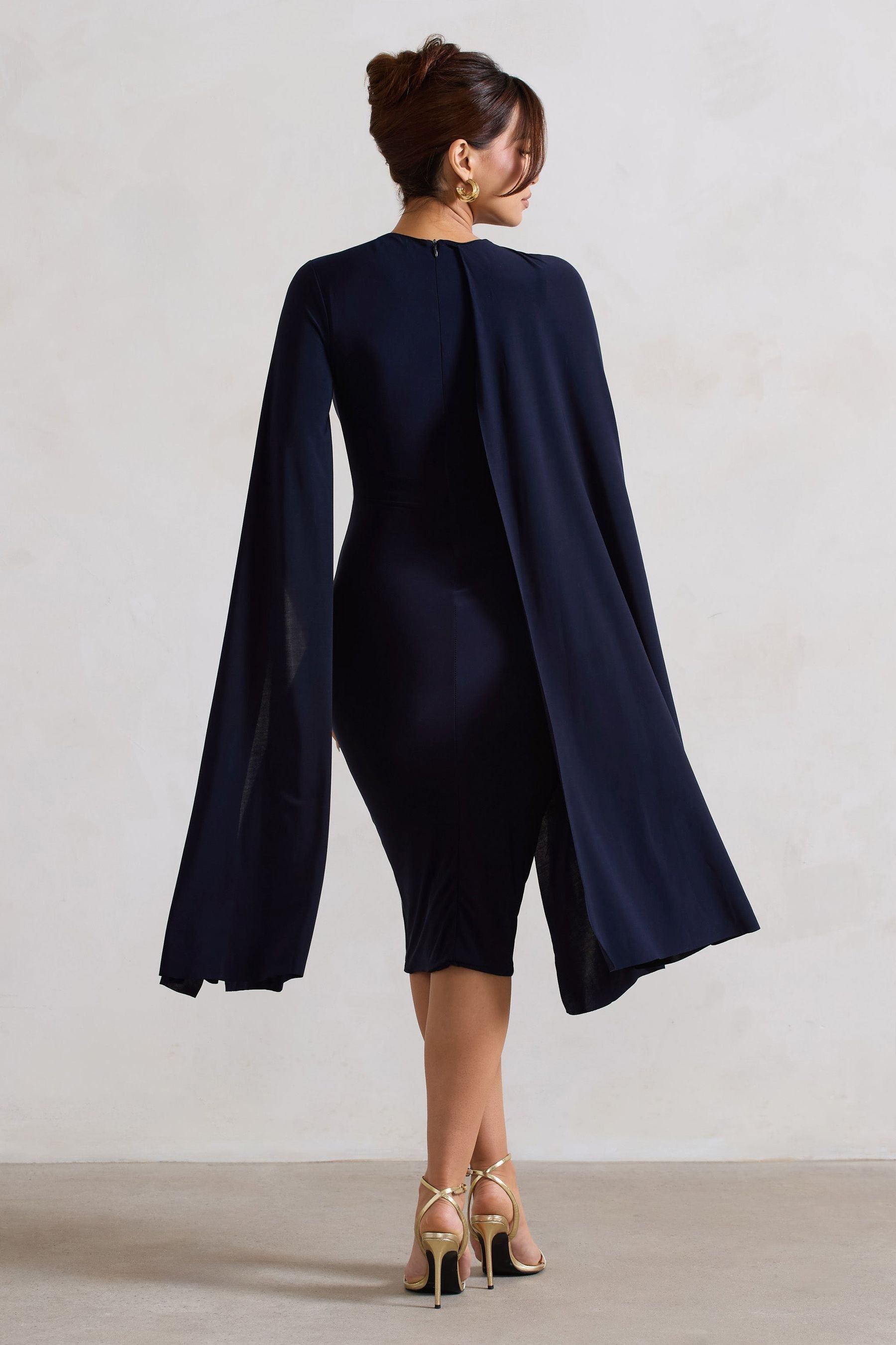 Buy Club L London Blue Marysol Asymetric Cape Midi Dress from the Next UK online shop
