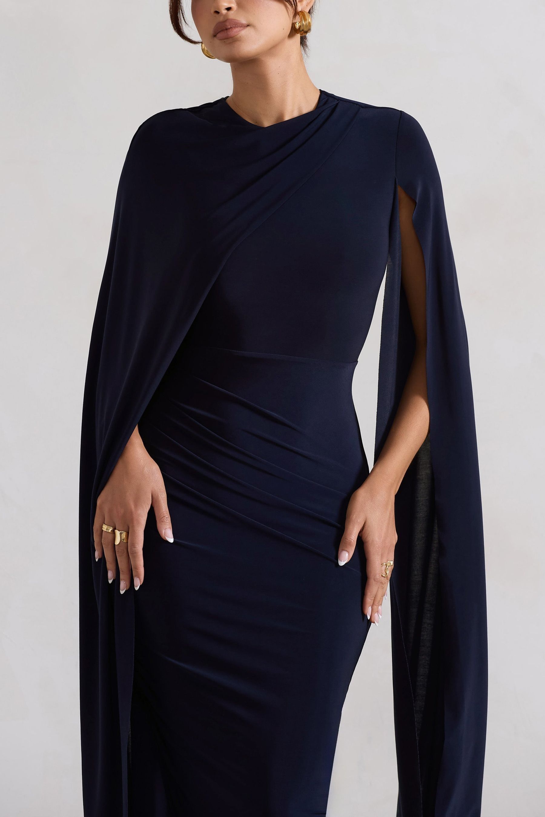 Buy Club L London Blue Marysol Asymetric Cape Midi Dress from the Next UK online shop